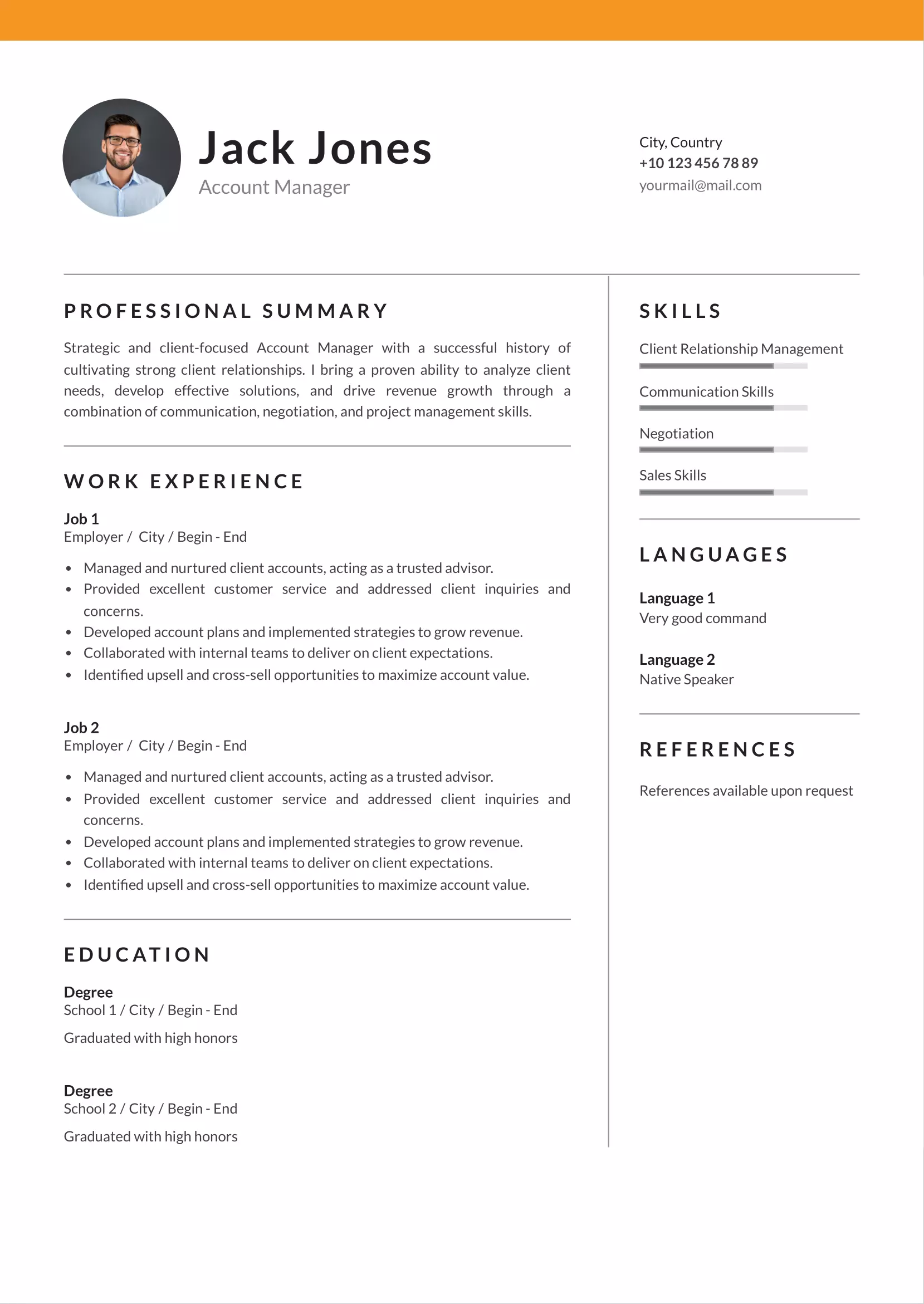 Account manager resume