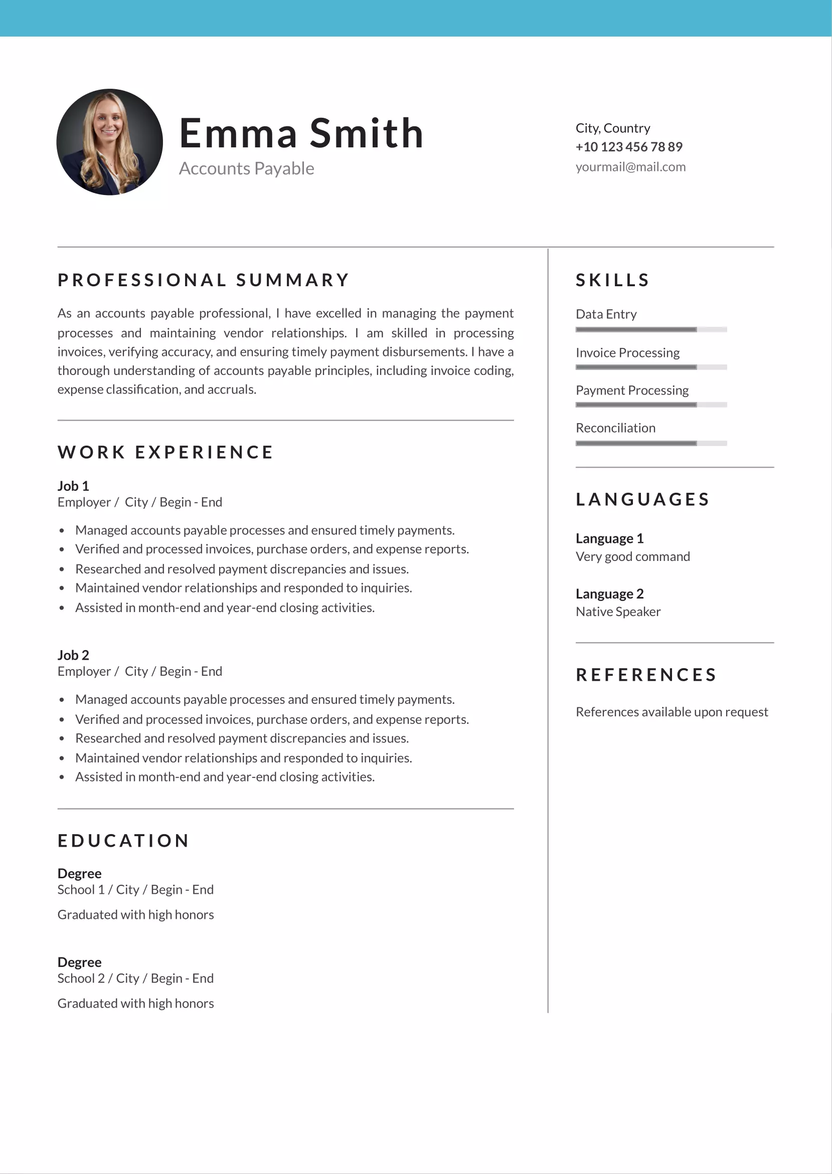 Accounts payable resume CV