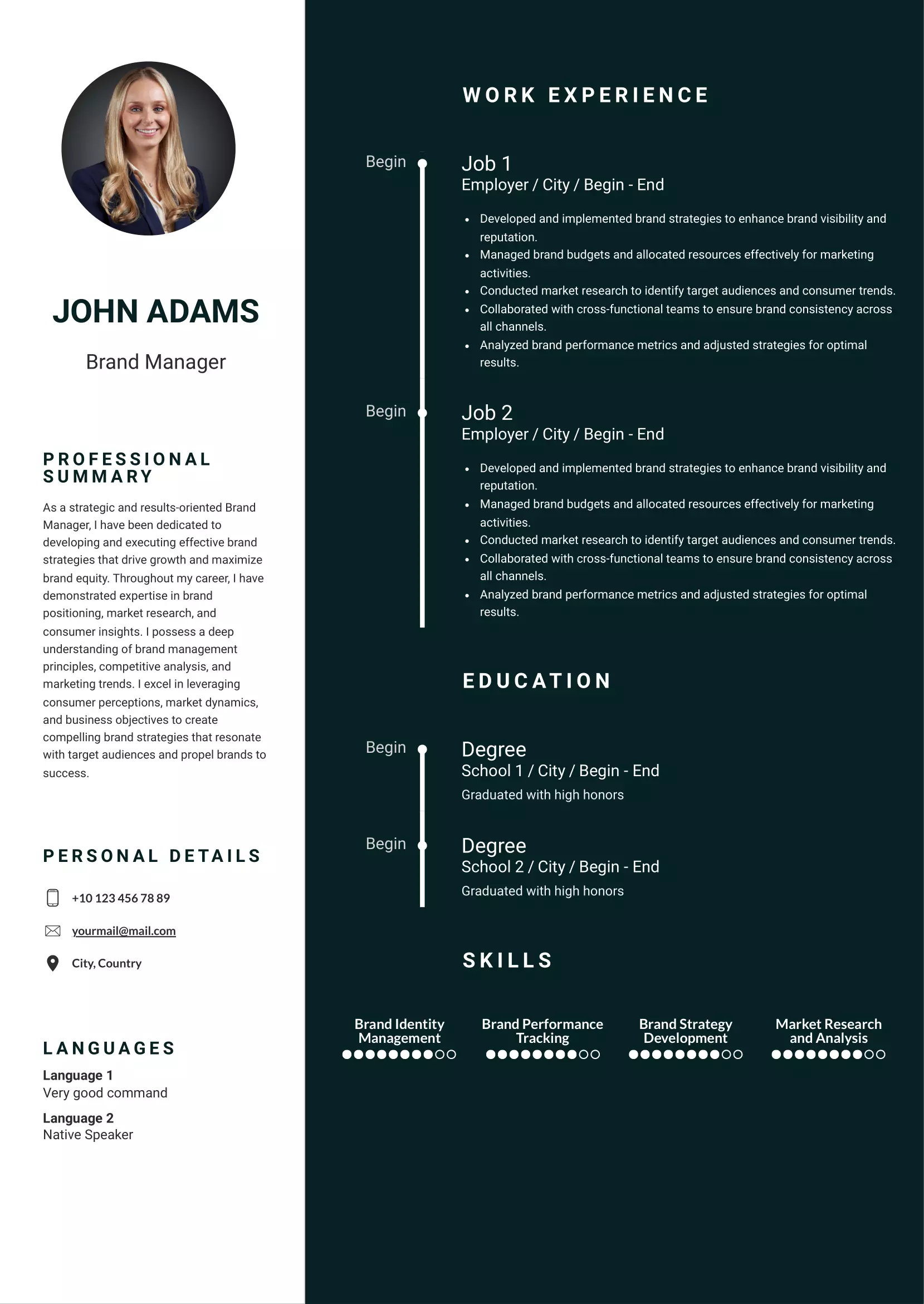 Brand manager resume example CV