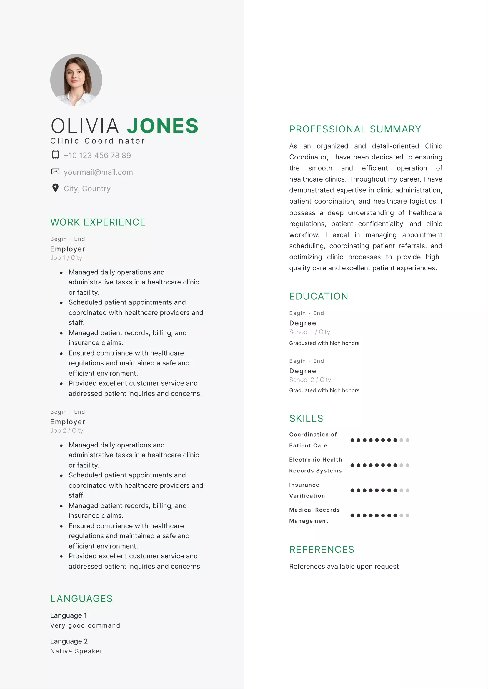 Clinic coordinator resume CV