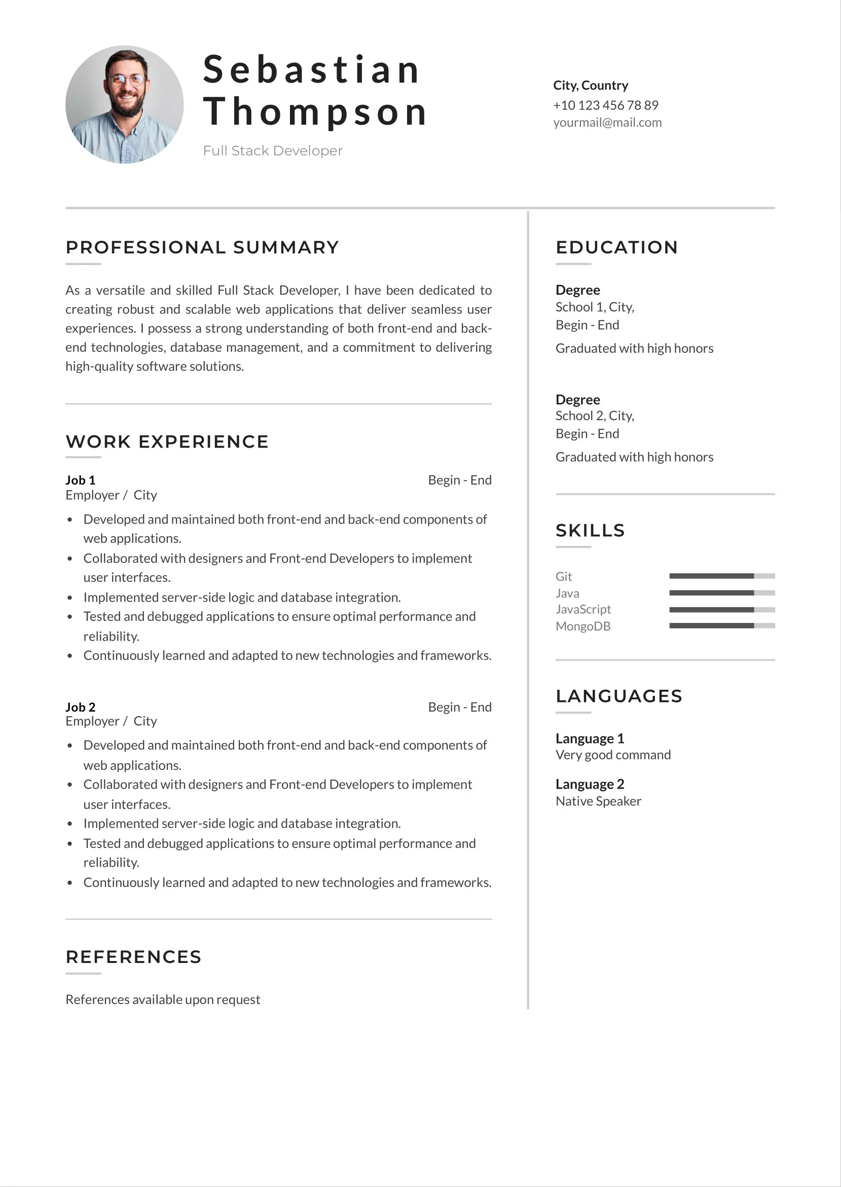Full Stack Developer Resume CV