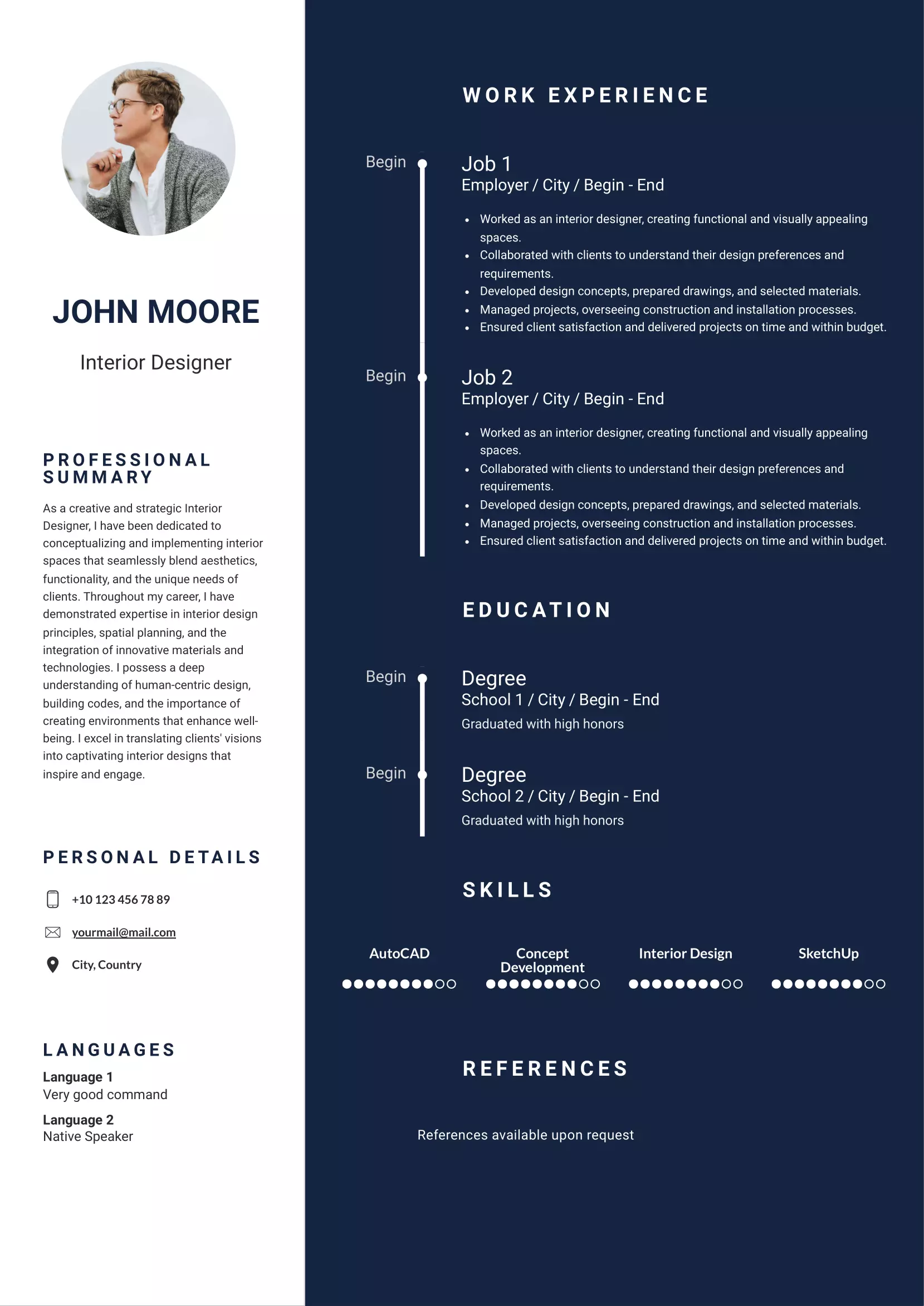 Interior designer resume CV