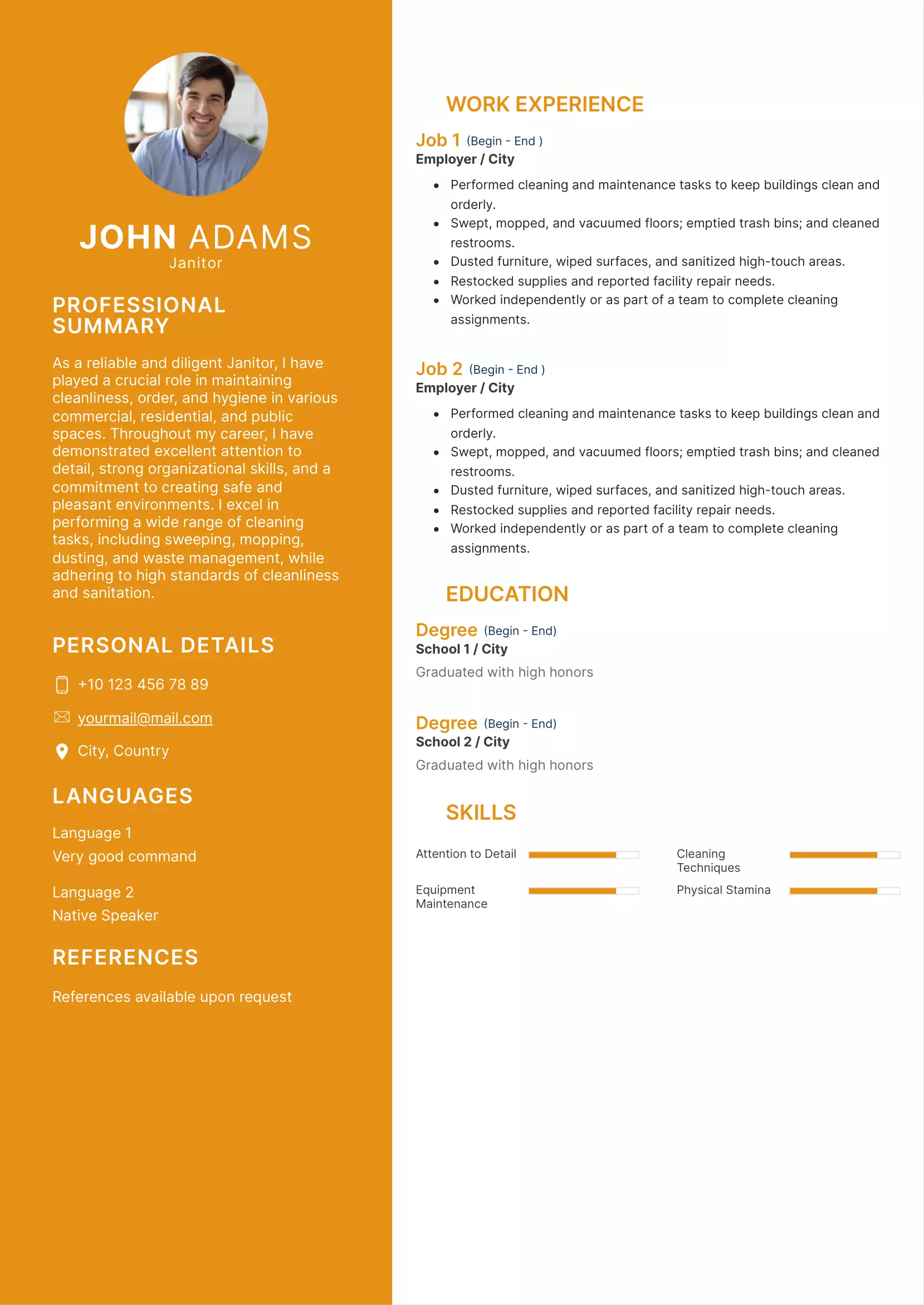 Janitor resume examples CV
