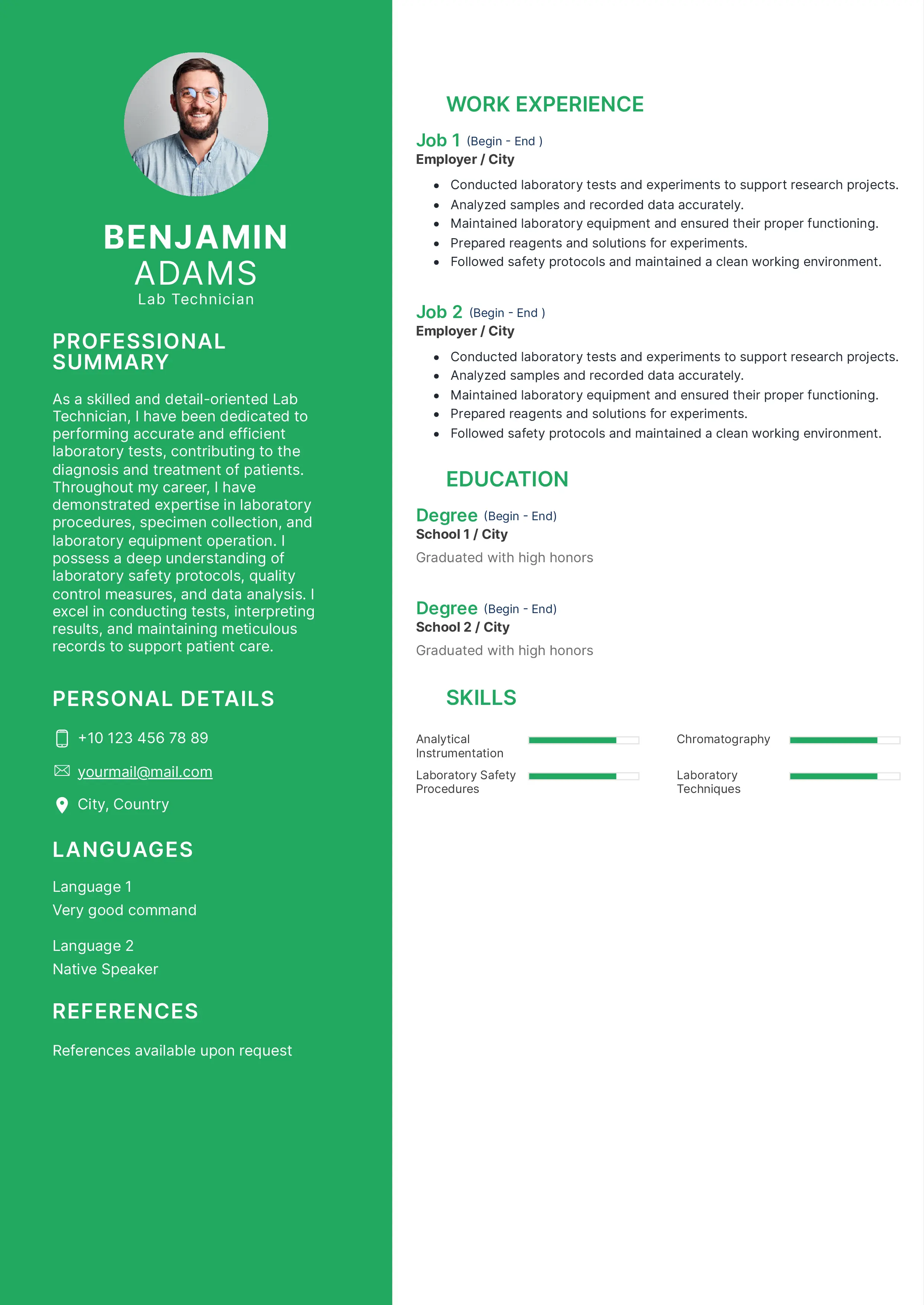 Lab technician resume CV
