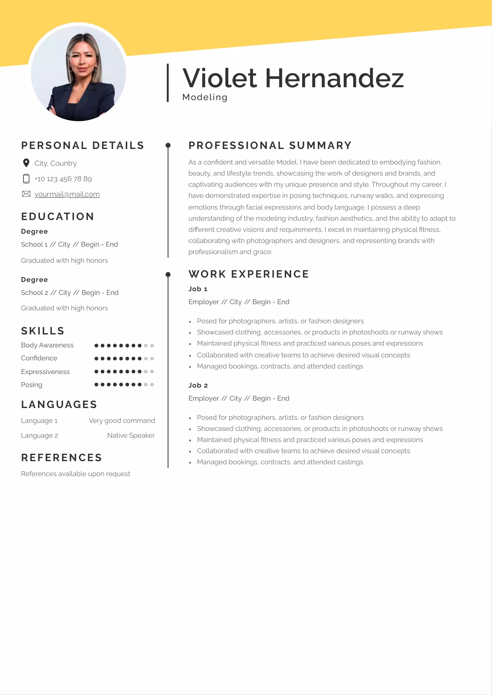 Modeling resume CV