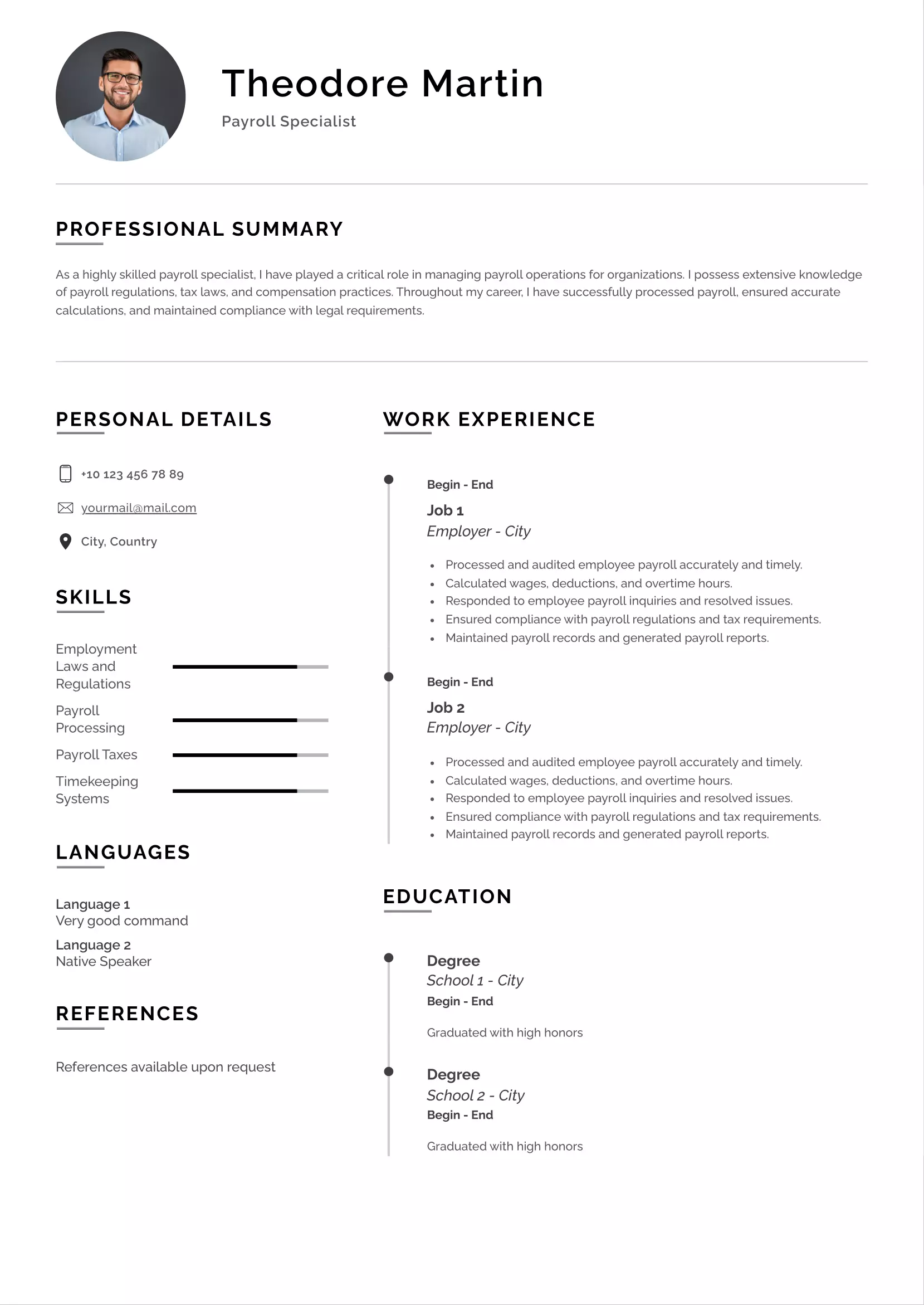 Payroll specialist resume CV