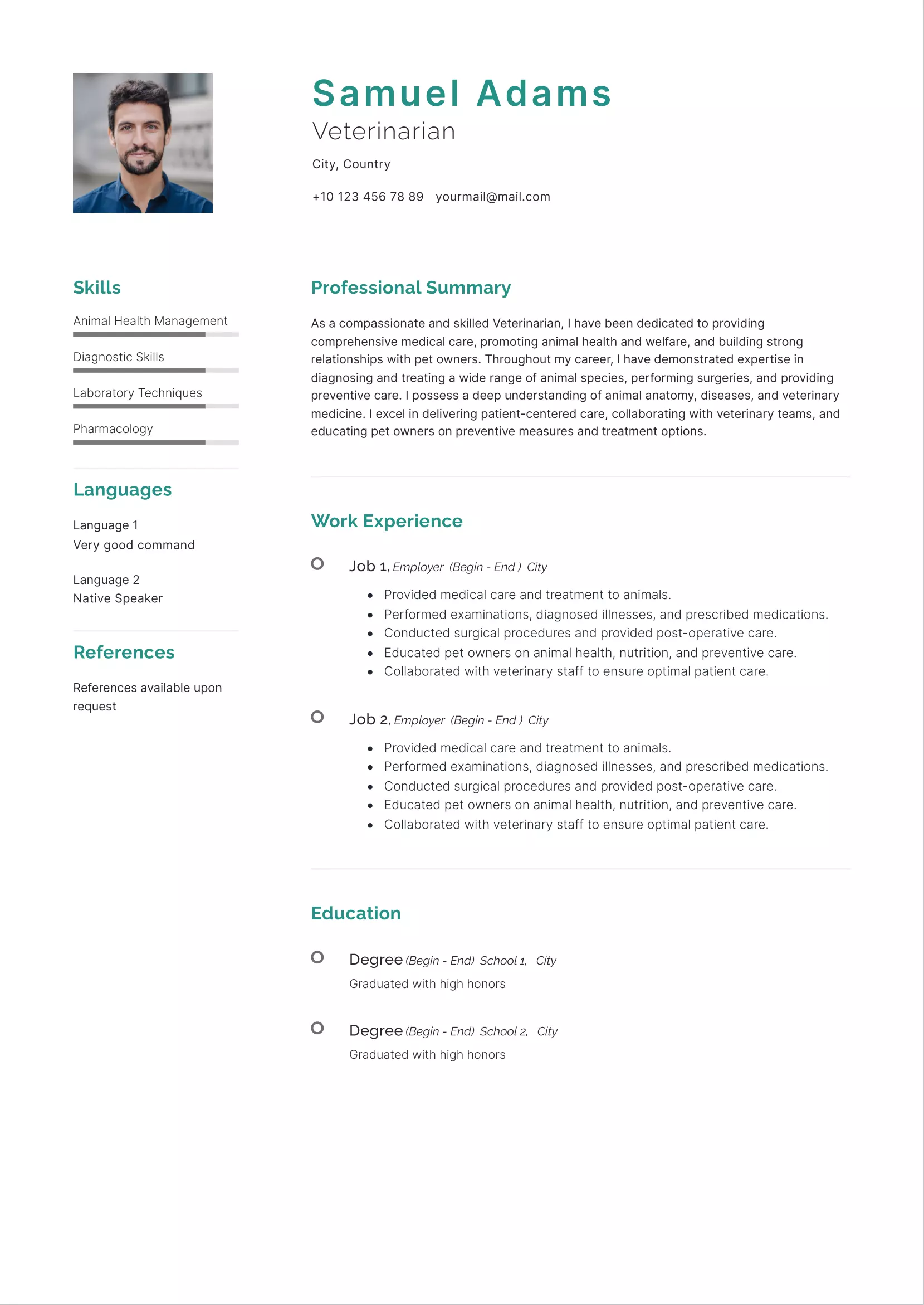 Veterinarian resume CV