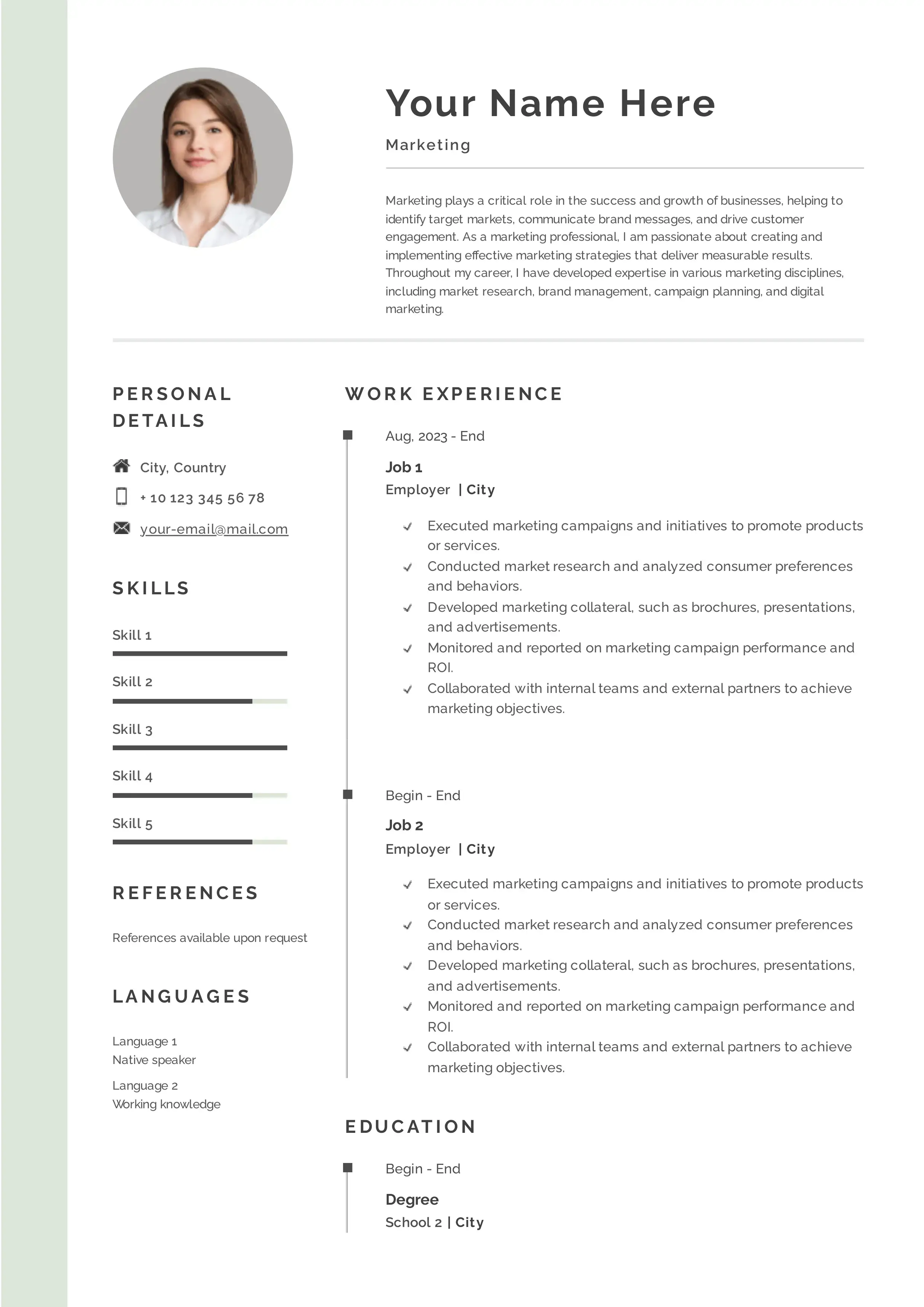 Marketing resume examples CV