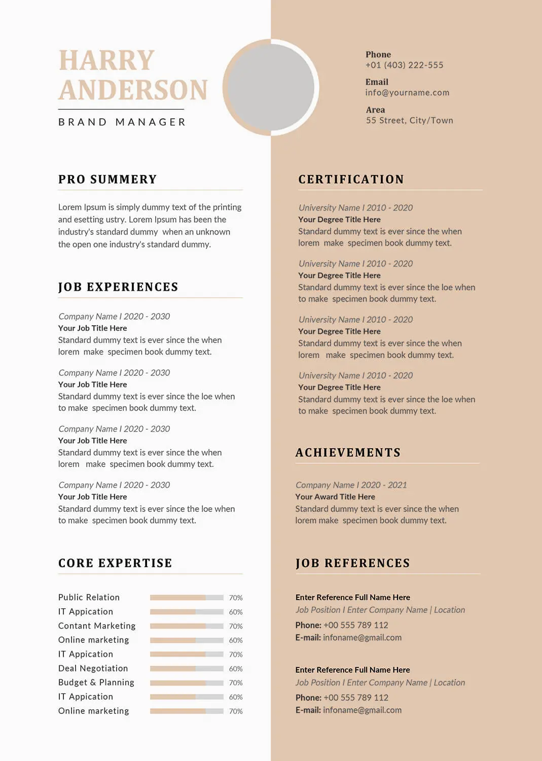 Bank Manager Resume Templates
