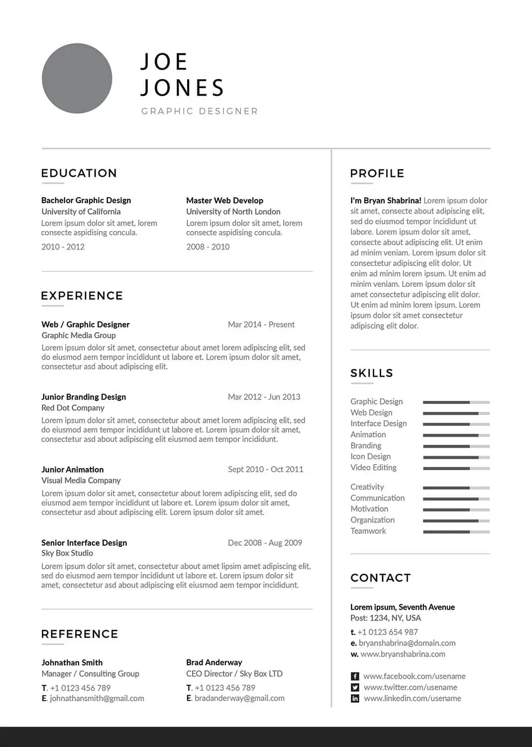 Film and Video Editor Resume Templates