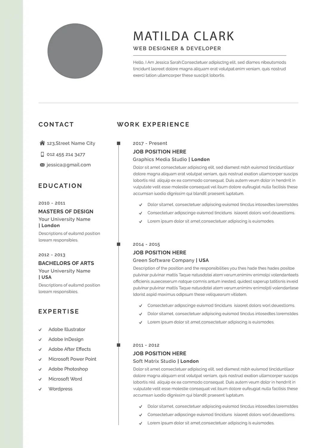 Best resume format for
interior decorators
