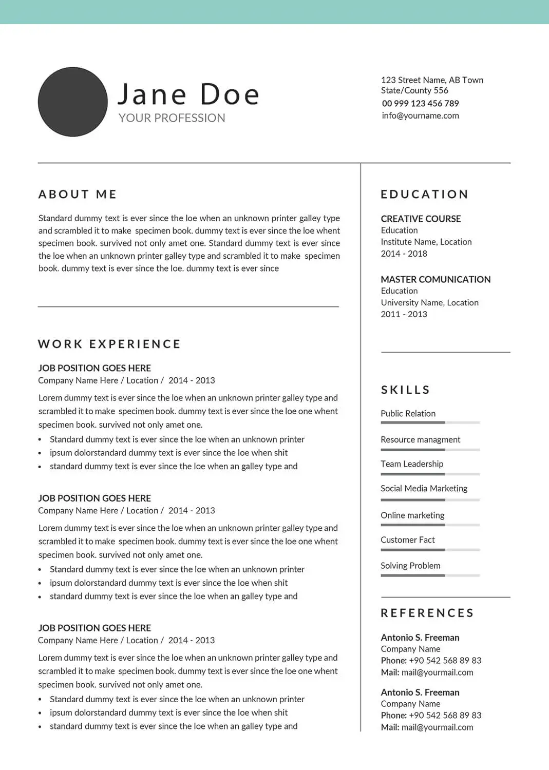 Plantillas de CV para recepcionista