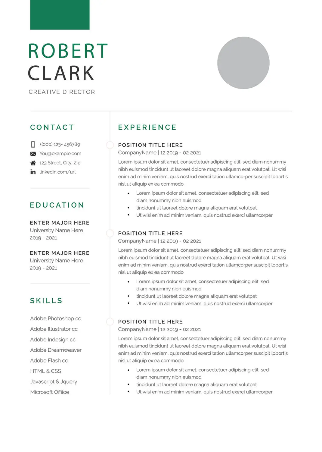 CV-sjablonen voor motion graphics-artiesten